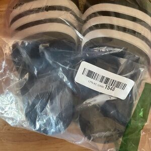 Adidas Black Slides with Textured Straps